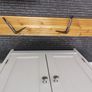 Stained wooden shelf and two brackets Image 4