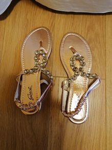 Women's Toe Summer Holidays post jewelled flat sandals