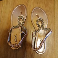 Women's Toe Summer Holidays post jewelled flat sandals