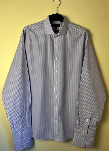 Mens Pure Cotton Purple Striped Shirt by Jeff Banks