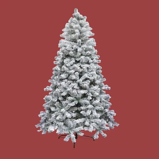 6Ft Snowy Flocked Artificial Christmas Tree, Yukon Pine Bushy Frosted Tree 550 Tips, Sturdy Metal Stand, Luxury Snow Covered Xmas Tree, Realistic Green Branches, Festive Home Christmas Decoration