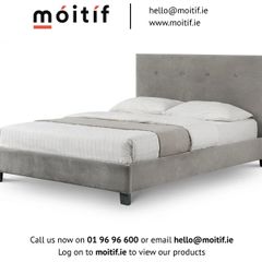 Ivy King-Sized High Headboard Bed - Grey