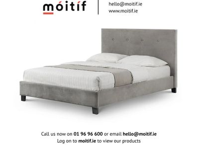 Ivy King-Sized High Headboard Bed - Grey