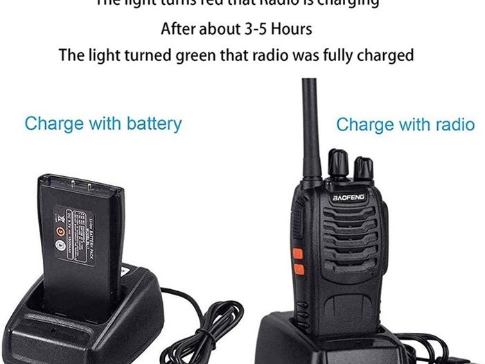 2Pcs Rechargeable Walkie Talkies Long Range 2 Way Radio + Original Earpieces Walky Talky 16CH Single Band Supports VOX LED Light Voice Prompt for Biking and Hiking (FREE SHIPPING)