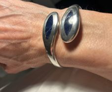 Vintage Solid Silver Mexican Taxco Bracelet Sodalite Stones