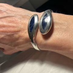 Vintage Solid Silver Mexican Taxco Bracelet Sodalite Stones