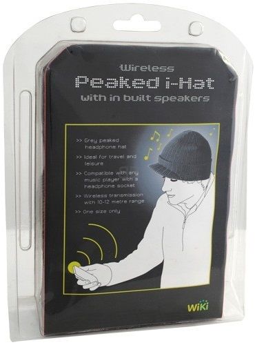 Imusic Hat Peaked Designed W/ In Built Headphones Wireless Tangle Free Listening