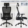 Office Chair, Desk Chair with Adjustable Headrest, Lumbar support and Liftable Armrest, High Back Ergonomic Office Chair, Breathable Mesh Backrest for Comfy, Computer Chair for Home/Office Image 9