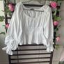 Bershka white 100% cotton long sleeve top medium Image 4