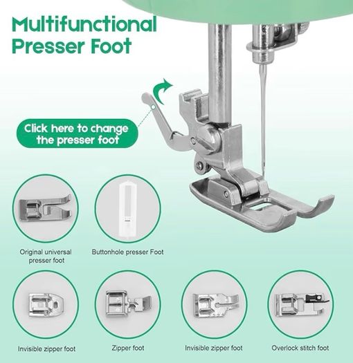 Portable Electric with 12 Built-In Stitch Patterns, 6 Presser Feet, Foot Pedal, 2-Speed Control, Fast Sewing for Clothes, Fabrics, DIY & Home Use