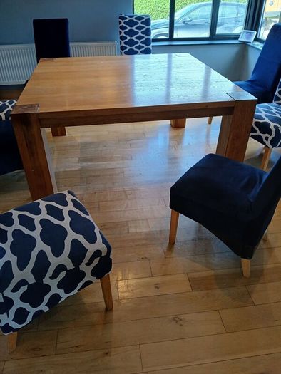 Large square sturdy Table (& 8 chairs)