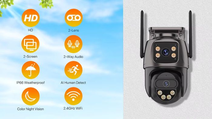 Outdoor 4G SIM Card IP Camera Dual Screen Outdoor PTZ Camera Auto Tracking Security Video Surveillance iCsee