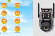 Outdoor 4G SIM Card IP Camera Dual Screen Outdoor PTZ Camera Auto Tracking Security Video Surveillance iCsee