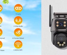 Outdoor 4G SIM Card IP Camera Dual Screen Outdoor PTZ Camera Auto Tracking Security Video Surveillance iCsee