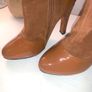 Brown faux leather vegan boots with straps size 5/ 38 Image 3