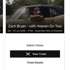 2 x Zack Bryan Tickets Pairc Ui Caoimh