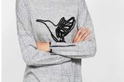 Mint Velvet Granite Grey Hummingbird Embellished Knit Jumper