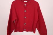 Dunnes Red Knit Button-Up Cardigan Silver Floral Buttons 16UK/44EU