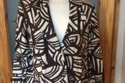 Marks &amp; Spencer Ladies brown &amp; cream Linen blend blazer jacket BNWTS size 22 includes postage