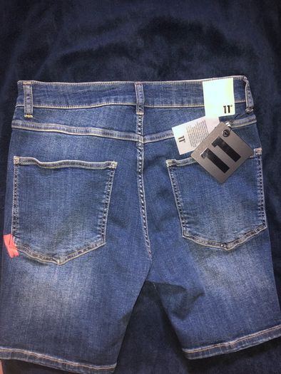 Shorts jeans 11 degrees skinny fit denim blue size W 34 brand new