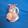 Vintage Mason's Vista Ironstone Pitcher: Pink & White Jug Image 7