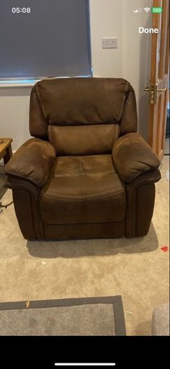 Riser recliner suede brown leather