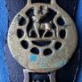 Vintage horse brasses on leather strap Image 3