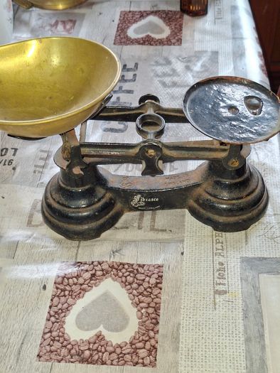 Vintage Black Librasco Cast Iron and Brass Kitchen Scales around 1930s Postage Available or Collection