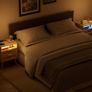 Set of 2 Bedside Table,Nightstand with Charging Station and LED Lights, Bedside Cabinets with 2 Rattan Drawers and Open Shelf,2pcs Side Tables for Modern Home,Natural Wood Image 2