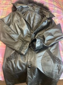 Real leather long coat