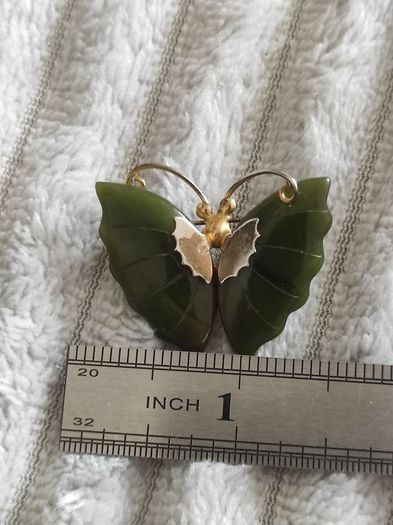 Vintage jade butterfly brooch