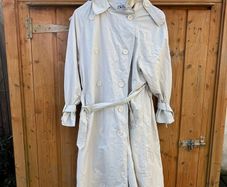 Zara Women's beige neutral long midi maxi Trench Coat belt / Size S oversized