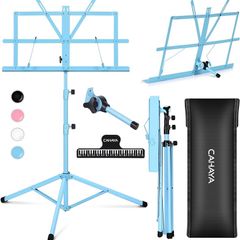 Sheet Music Stand Metal Portable with Carrying Bag, Sheet Music Folder, Projector Stand, Portable Podium Stand, Laptop Stand Pink