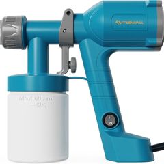 Fence Paint Sprayer, Tilswall Upgraded HVLP Electric Paint Spray Gun with 2 Nozzles & 3 Spray Patterns for Walls, Fences, Furniture, Cabinets, Sheds, DIY Projects, Blue