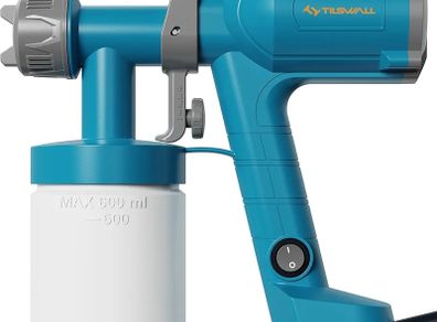 Fence Paint Sprayer, Tilswall Upgraded HVLP Electric Paint Spray Gun with 2 Nozzles & 3 Spray Patterns for Walls, Fences, Furniture, Cabinets, Sheds, DIY Projects, Blue