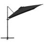 Cantilever Umbrella with LED lights and Steel Pole 250x250 cm Black Image 4