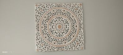 3 white washed Mandela wall art pieces