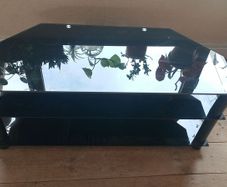 tv stand black glass