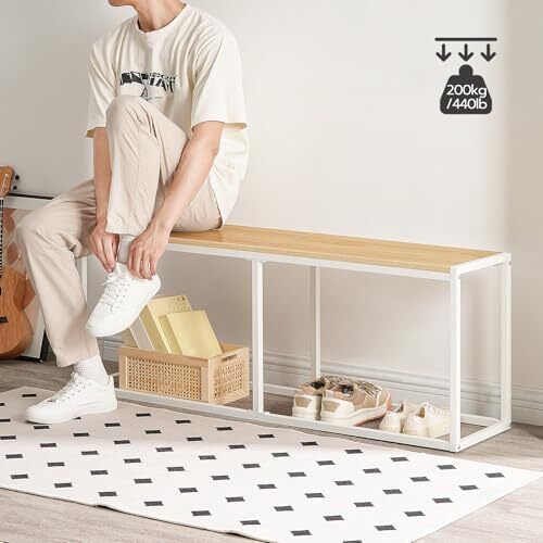Bench for Dining Room Bench, 120 x 30 x 46.5 cm, Kitchen Bench, Dining Bench in Industrial Design, Sturdy Metal Frame, Easy to Assemble, for Kitchen, Living Room, Entrance, Bedroom