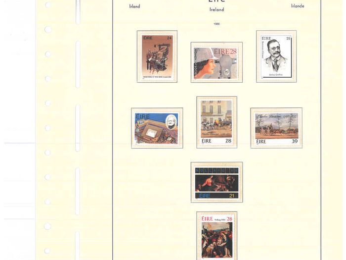 Collection. ireland 1985-1991 commemorative and definitive stamps on Lighthouse (Leuchtturm) pages 57-80 Mint Never Hinged (MNH). I note all commemorative stamps and definitive stamps including Irish Heritage & Treasures set.