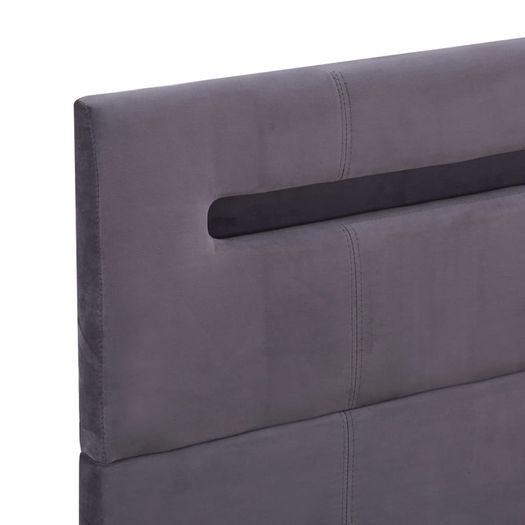 Bed Frame with LED Grey Fabric 135x190 cm