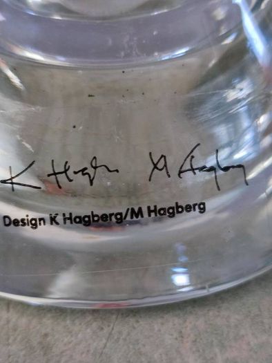 IKEA  PORTA VELAS Clear Glass Candle Holders K & M Hagberg w sticker pair 2 1/4" H