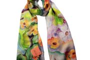 Cashmere shawl - Vibrant Floral Print - 200x70cm