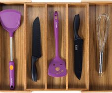 Utoplike Acacia Wood Adjustable Utensil Drawer Organiser - Brand New