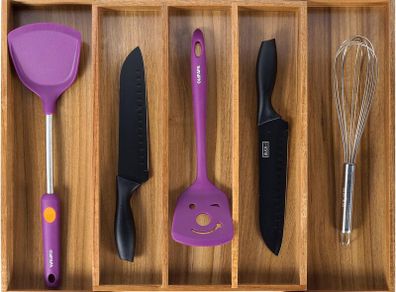 Utoplike Acacia Wood Adjustable Utensil Drawer Organiser - Brand New