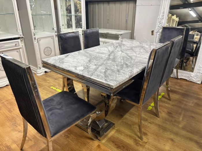 Marble Kitchen Dining Table With 6 Chairs