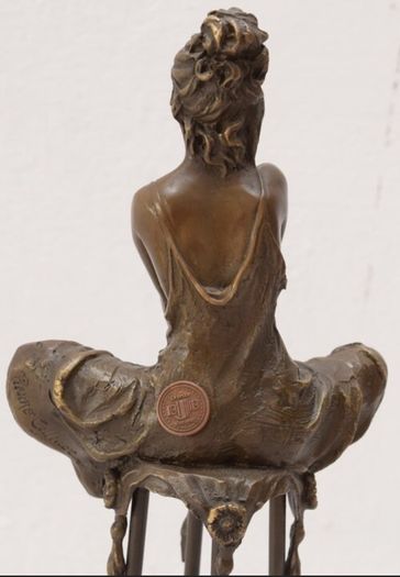 Woman On A Stool - Bronze (Signed)