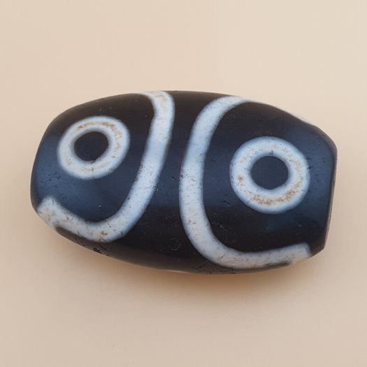 Vintage 3 Eyes Himalayan Tibetan Agate Dzi Bead Amulet