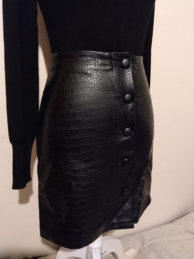 Faux Leather Black Skirt