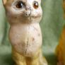 Antique Hand Painted Cast Iron Yellow Tabby Still Bank - Glass Eyes , 85 each Image 3